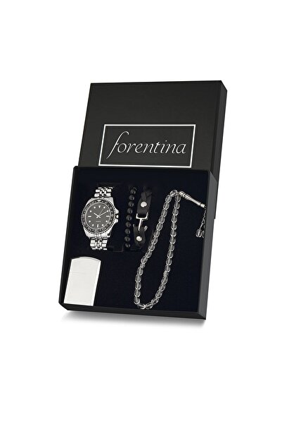 Forentina Erkek Metal Kol Saati Bileklik Tesbih Çakmak Kombin Erkek - Ps236300tr