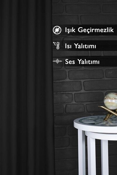 Emirbaş Blackout Işık Geçirmez Fon Perde Siyah Pilesiz Ekstraforlu Karartma Güneşlik