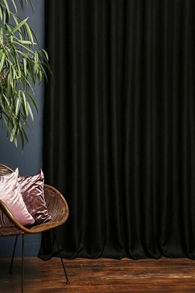 Emirbaş Blackout Işık Geçirmez Fon Perde Siyah Pilesiz Ekstraforlu Karartma G...