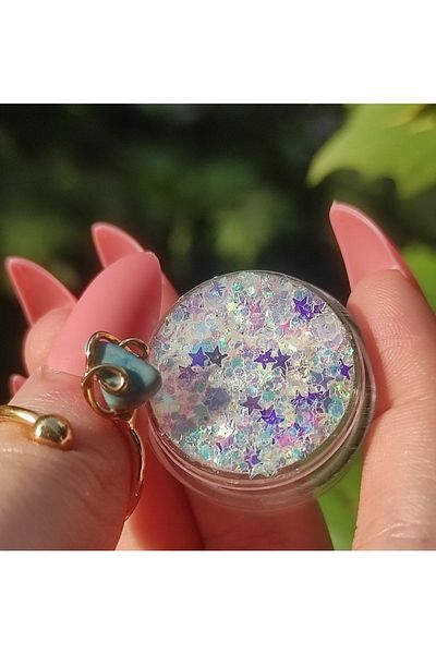 hbtasarim Alice - Shiny Glitter White Gel Glitter-magic Box, Shadow Starry Reflective Face and Body Glitter
