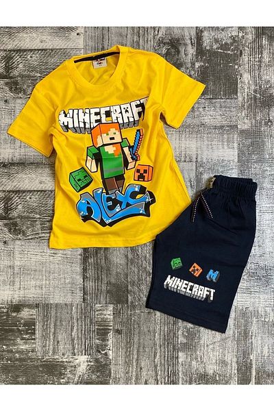 MINECRAFT Boy's Combed Cotton Suit with Shorts New Season