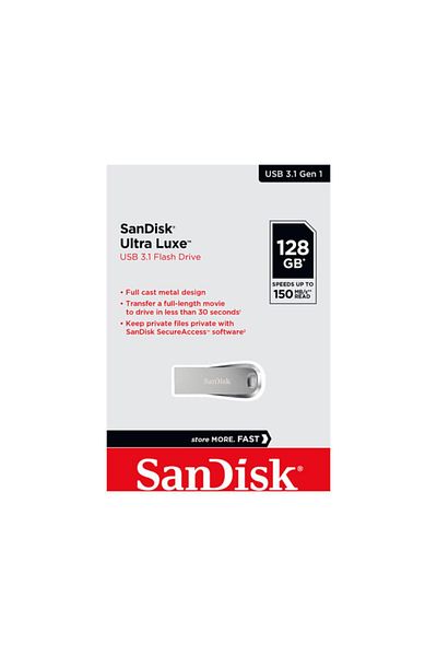 SanDisk محرك أقراص فلاش Ultra Luxe USB 3.1 - ذاكرة رمادية محمولة بسعة 128 جيجابايت