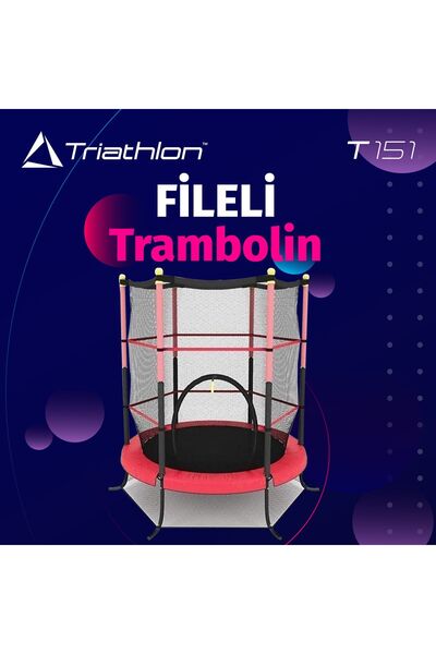 Triathlon Unisex Çocuk Pembe T151 140 Cm (55’’) Güvenlik Fileli Trambolin Orta Boy