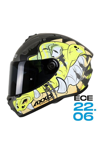 AXXIS DRAKEN S TROOPER MATT FLUO YELLOW MOTOSİKLET KASKI