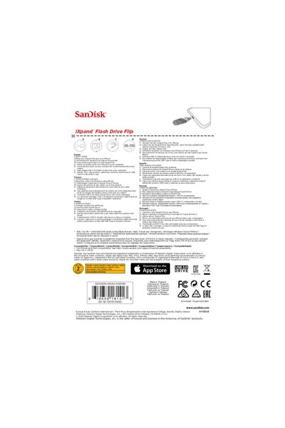 SanDisk Ixpand Flash Drive 64 Gb Type A + Lightning Taşınabilir Usb Bellek Gri