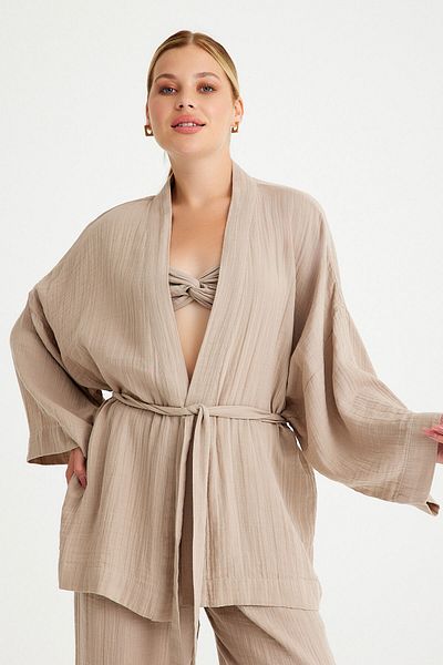 Miespiga Talie cu curea - 100% bumbac mini caftan kimono pentru femei