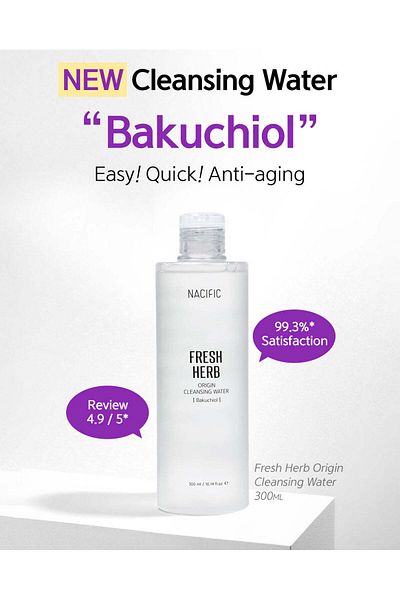 Nacific 300ml Bakuchiol - Facial Cleansing Water, Fresh Herb Origin