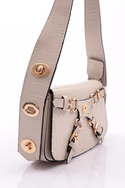 DGN Beige Crocodile Women's Bag - Patterned Front