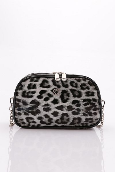 DGN Geantă de damă cu model leopard alb - Detaliu lanț