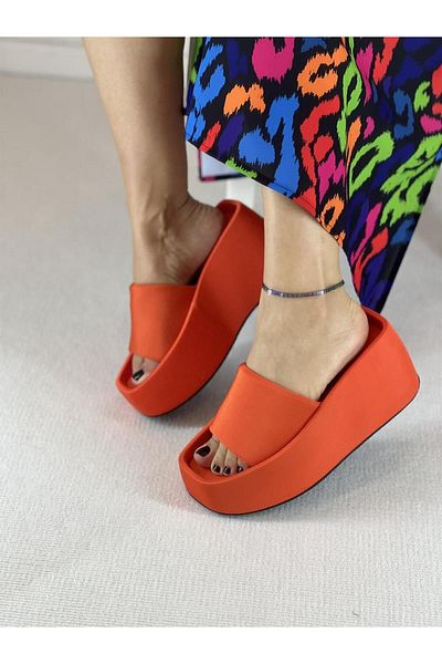 SHOEMARK Lola Orange Thick Sole Single Band Orthopedic Women's Slippers