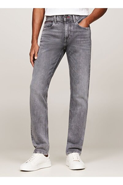 Tommy Hilfiger Erkek Pamuklu Normal Bel 5 Cepli Düğmeli Gri Jeans MW0MW35716-1B2