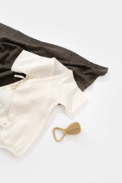 BabyCosy Organic Muslin Double Breasted Short Sleeve Jumpsuit