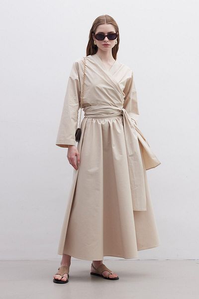 Manuka Premium Hemd im Kimono-Stil, Kamel