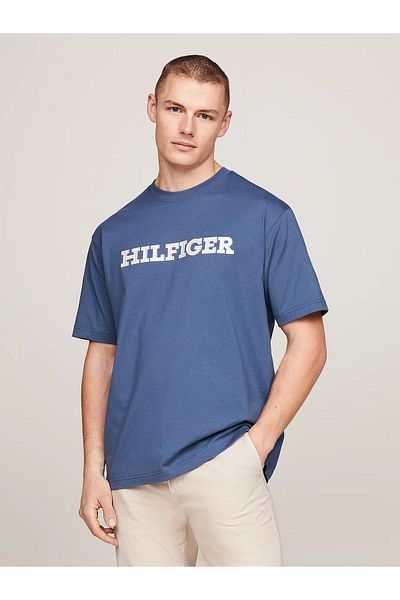 Tommy Hilfiger Navy Blue Men's T-Shirt - Short Sleeve, Plain Model, Woven Fabric MW0MW35453-DBZ