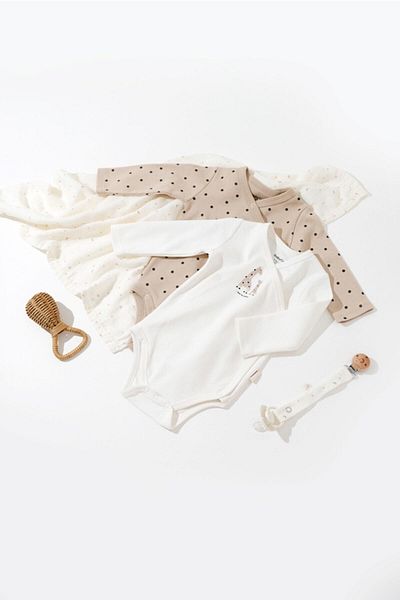 BabyCosy قطعتان من بادي بأكمام طويلة بنمط الزرافة العضوية مزدوجة الصدر