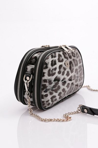DGN Geantă de damă cu model leopard alb - Detaliu lanț