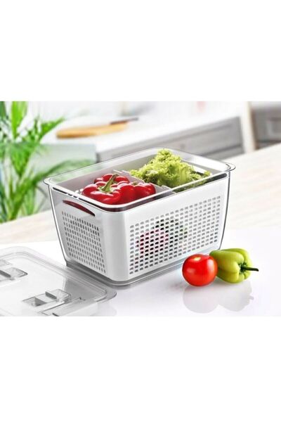 Lossa 5 Litre Süzgeçli Organizer Buzdolabı Düzenleyici ve Taze Ürün Saklama Kapları