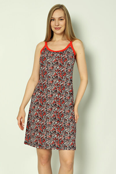 İntensive Rochie de vară cu bretele din bumbac 100% cu model roșu