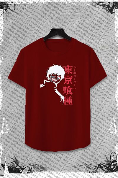 aynewmoda Тениска с кръгло деколте с шарка на аниме Tokyo Ghoul Kaneki