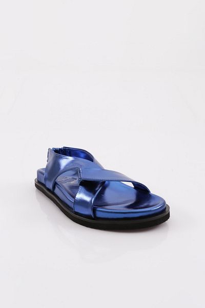 DGN Sax Blue Cross Strap Women's Sandals - Sinyora 41513372