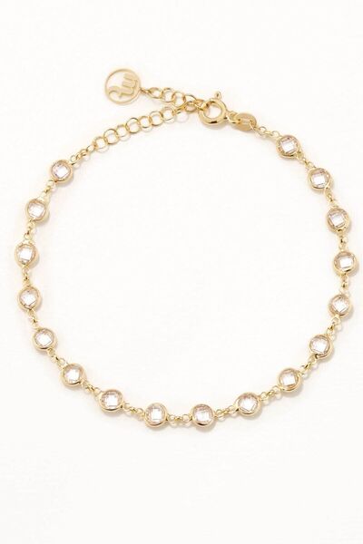 Marie Claire 18 Ayar Altın Kaplama Gümüş Yuvarlak Taşlı Bileklik Shine Koleksiyon