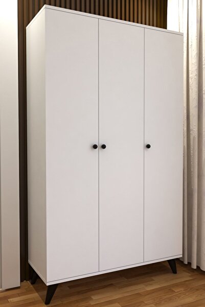 TOCCO Izel 3 Kapaklı Askılıklı Raflı Lüx Gardırop -beyaz