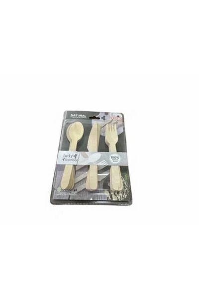 mother kitchen 24 Pieces Bamboo Picnic Camping Set - Fork Spoon and Knife