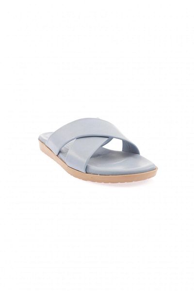 DGN Γυναικείες παντόφλες Baby Blue από γνήσιο δέρμα - με σταυρωτά λουράκια, 6913244