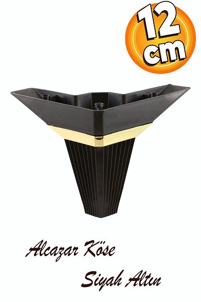 Badem10 Mobilier de lux Alcazar - Canapea din aur negru de 12 cm, masuta de cafea, unitate TV, fotoliu si picioare de pat