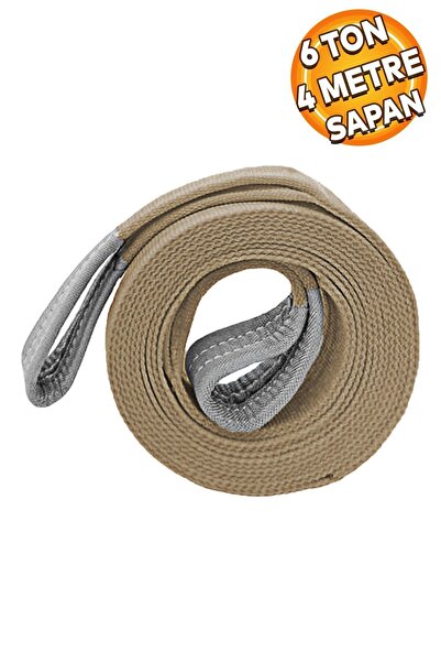 Badem10 Sapan Polyester Spanzet 6 Ton 4 Metre Kahve Sağlam Yük Kaldırma Taşım...