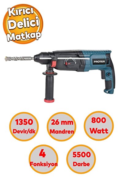 Proter Kırıcı Delici Darbeli Matkap 800 W Proter Ahşap Metal Beton Elektropnömatik Delme Kırma Makine