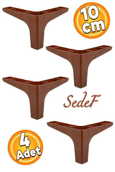 Badem10 Mobilier de lux Sedef Canapea Unitate TV Picior fotoliu 10 cm Picioare cu model din lemn (4 buc.)