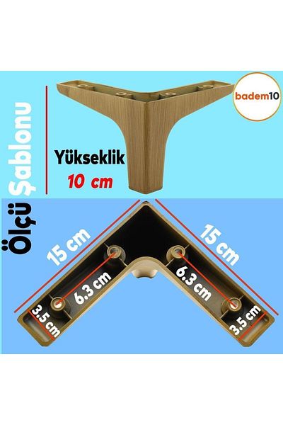 Badem10 Mobilier Sedef Canapea Unitate TV Picior Fotoliu Model Lemn Culoare Nuc Deschis 10 Cm Picioare