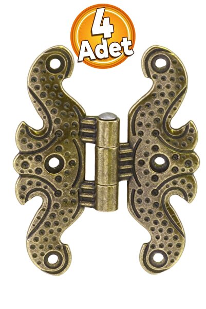 Badem10 Mobilya Dolap Kapak Hobi Menteşesi Metal Kelebek Menteşe Büyük Antik Sarı 4 Adet