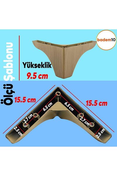 Badem10 Bellona Rose Mobilier Canapea Fotoliu Puf Picior 9,5 Cm Maro Deschis Picioare de bază