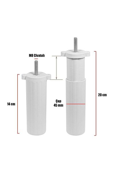 Badem10 Sedef Set 6 Mobilier Unitate TV Canapea extensibilă Fotoliu Canapea Suport Picior 14 Cm Baza Albă Picioare M8