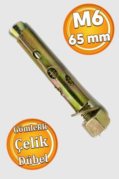 Badem10 Saplamalı Gömlek Çelik Dübel M6x65 mm Raf Montaj Bağlantı Zemin Monte...
