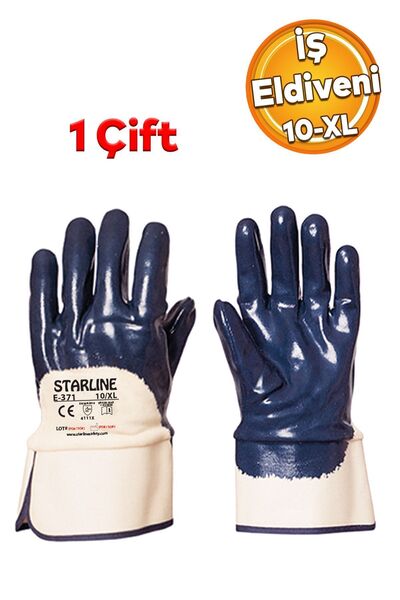 Badem10 Nitril Kaplı Petrolcü Iş Güvenlik Güvenliği Eldiveni Kalın Koruma Inşaat Sanayi Xl (1 ÇİFT) No:10