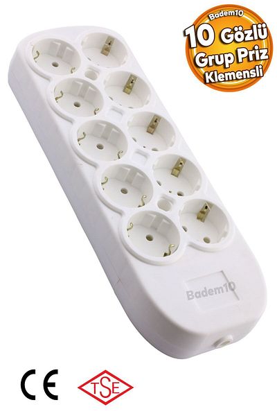 Badem10 10 Group Socket with Terminal Plug Socket Grounded Multiple Group Socket Multiplier Ten Wireless