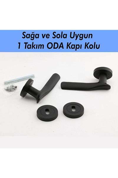 Badem10 (1 SET) Mâner de ușă de cameră Royal Matte Black Circle Rosetă Glisantă Oțel Compatibil Dreapta Stânga Mânere potrivite