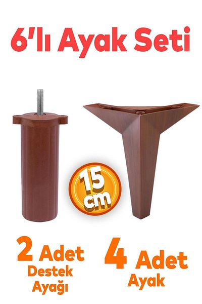 Badem10 Kale Set 6 Mobilier Unitate TV Fotoliu Canapea Suport Picior 15 Cm Model Lemn Cafea Picioare Baza