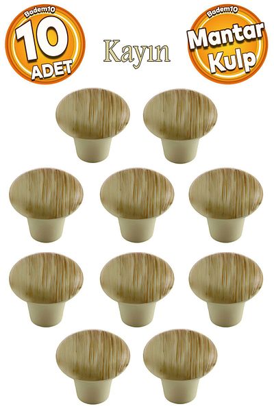 Badem10 (PLASTIC HARD) Buton ciupercă Mobilier rotund din fag Sertar de bucătărie Mâner dulap Mâner 10 buc