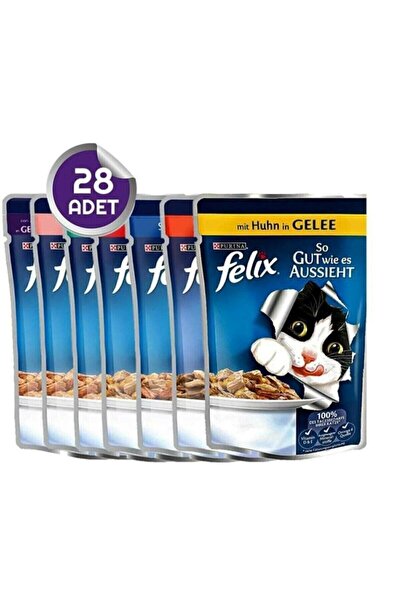 FELIX Karma Paket Kedi Konserve Maması 28 Adet Typet19