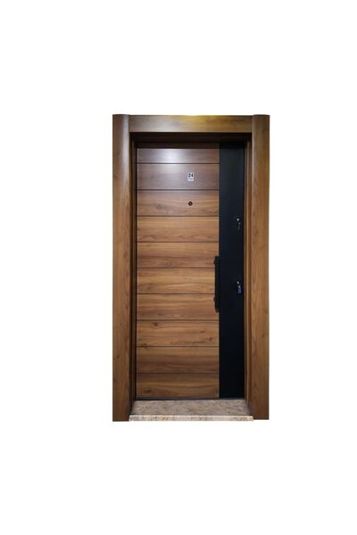tezwood 3553 Ahşap Kaplama Çelik Kapı, Daire Kapısı Gizli Ayarlı Tırnaklı Sistem
