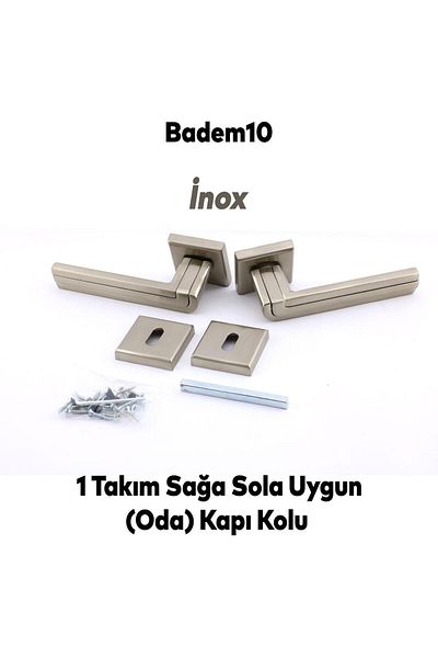 Badem10 Defne Lux Inox Square Rosette Ușă de cameră compatibilă Mâner de ușă potrivit pentru mânerul de ușă la dreapta și la stânga 1 set