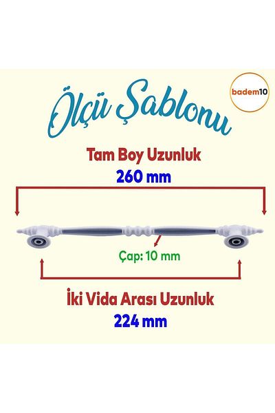 Badem10 Mâner metalic alb de 224 mm Club - Mâner pentru capac sertar bucătărie tip fagure