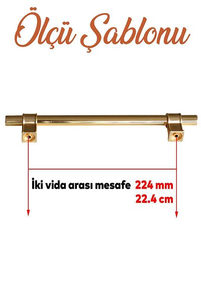 Badem10 Hisar Gold Mâner plat din metal auriu 224 mm Mobilier Bucătărie Sertar Dulap Dulap Mâner