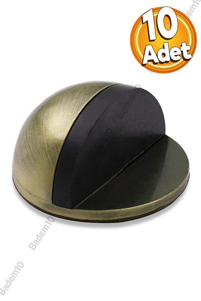 Badem10 Buton de ușă adeziv Semi-lună Opritor Tampon Oprire Metal Opritor Suport Mâner Antic Galben 10 buc