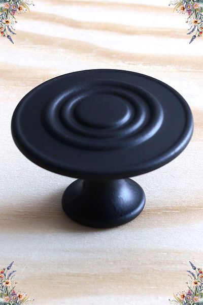 Badem10 Klas Buton de mâner circular Negru mat Mobilier dulap Sertar de bucătărie Mânere dulap Capac Mâner Mâner metal