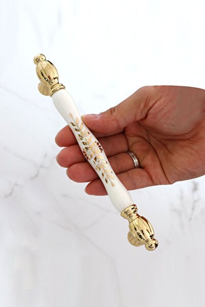 Badem10 Pepuza (Premium) Real Porcelain Gold Gold 160 mm Furniture Kitchen Drawer Cabinet Handle Handle Handles